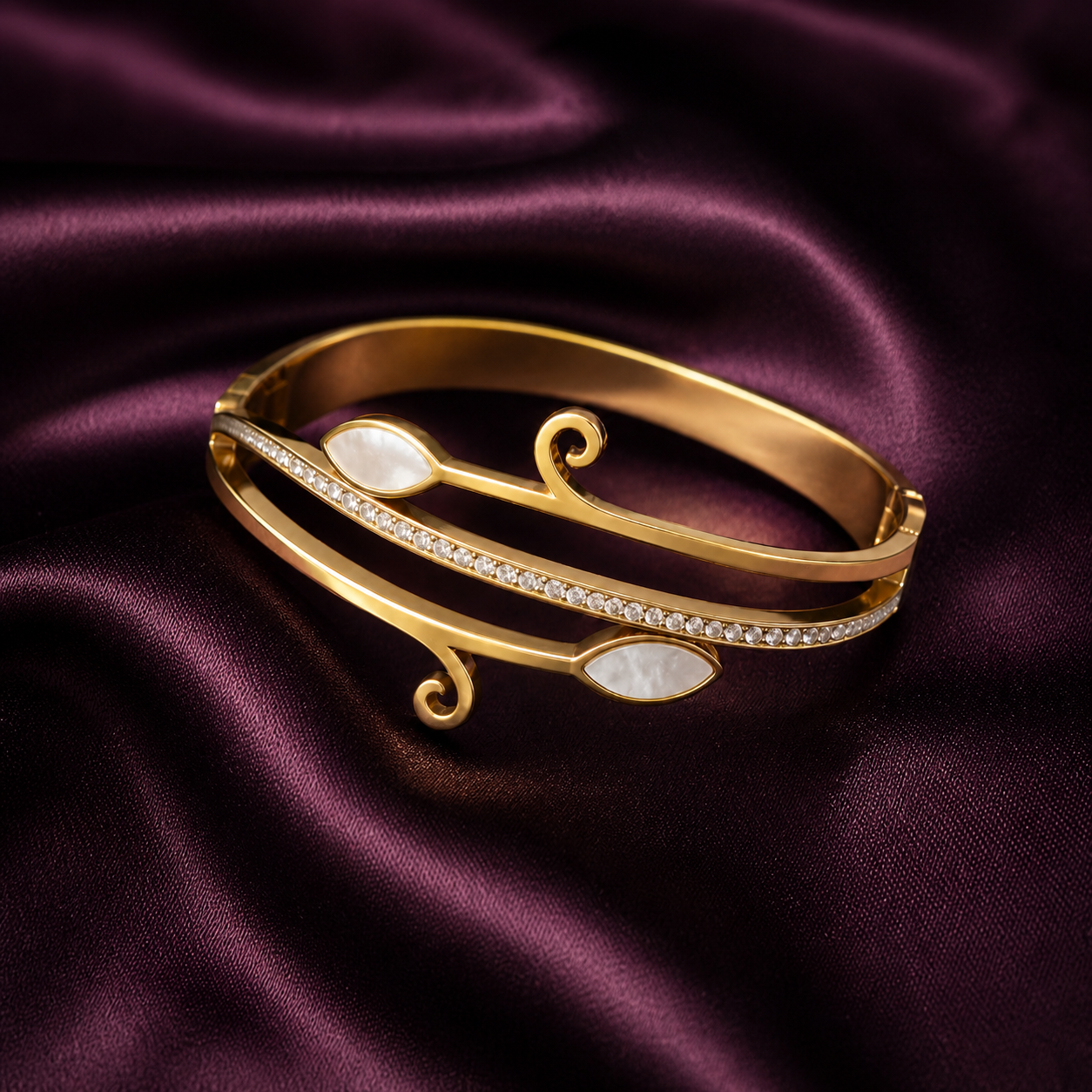Anti-Tarnish Gold Spiral Cuff Bracelet