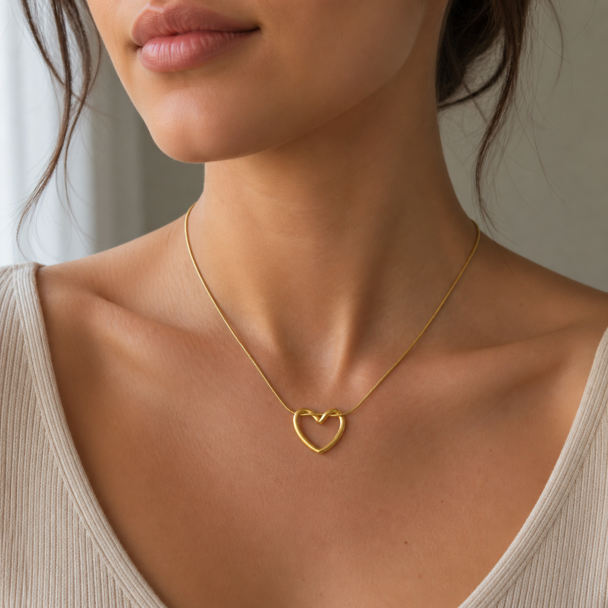Open Heart Knot Necklace