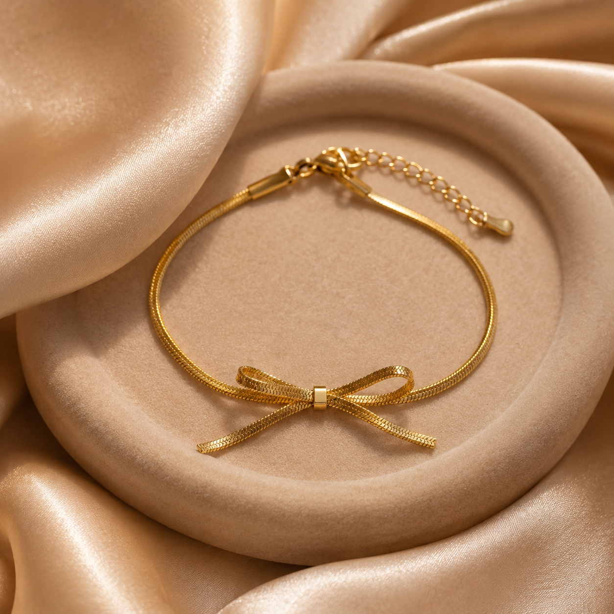 Gold Bow Snake Chain Bracelet