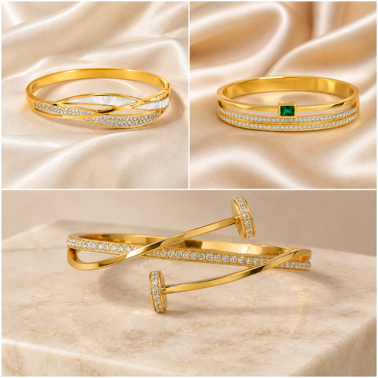The 9-to-Party Edit ✨ — Set of 3 Anti-Tarnish Gold Bangles