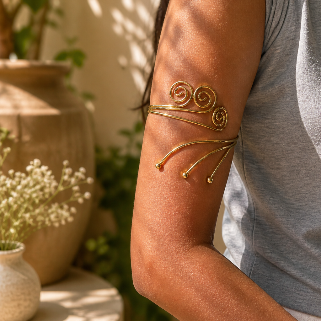 Gold Spiral Swirl Arm Cuff