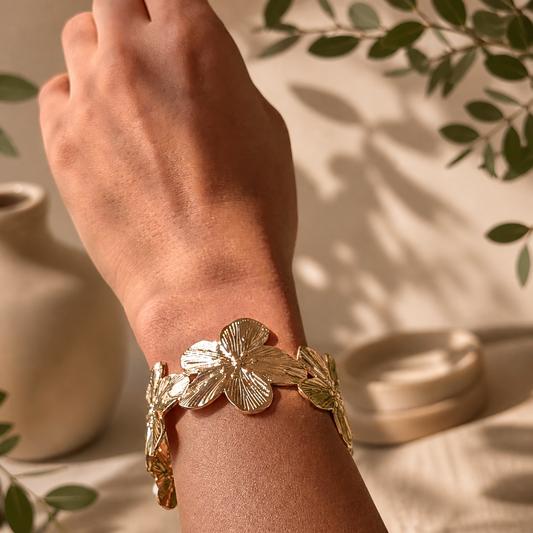 Gold Floral Cuff Bracelet
