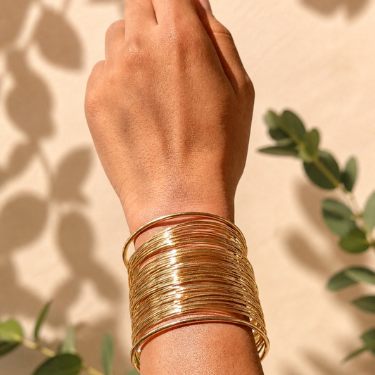 Gold Multi-Wire Stacked Cuff Bracelet