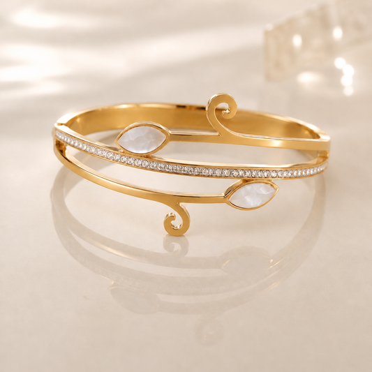 Anti-Tarnish Gold Spiral Cuff Bracelet