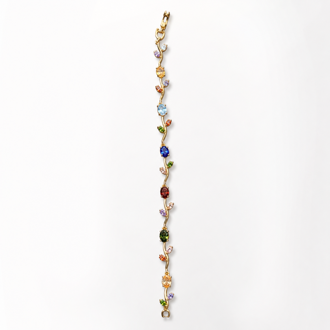 Anti-Tarnish Gold Tulip Multicolour Stone Tennis Bracelet
