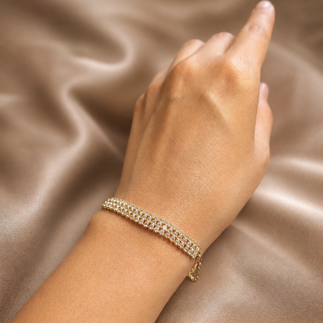 Gold Crystal Stone Bracelet - Set of 6