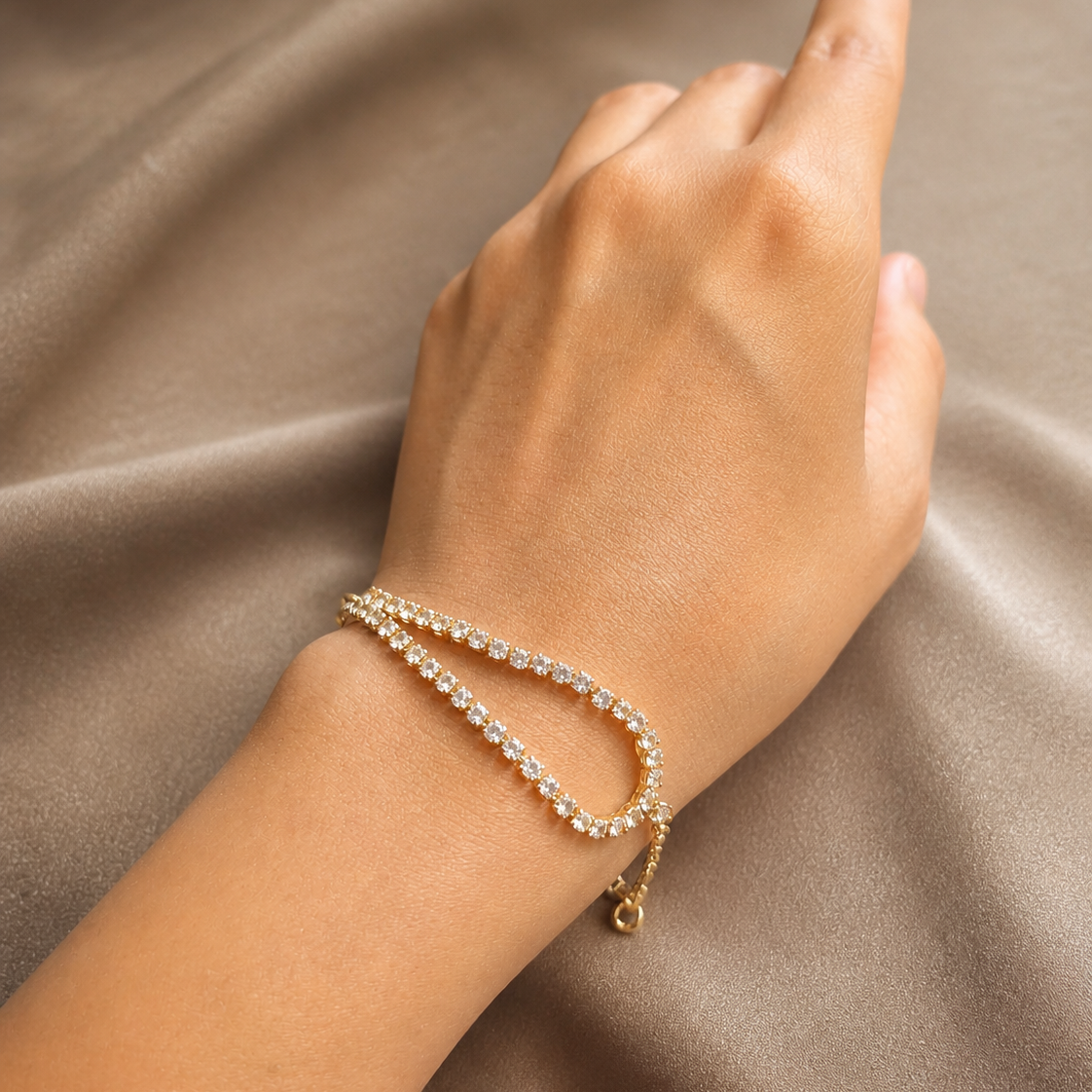 Gold Crystal Stone Bracelet - Set of 6