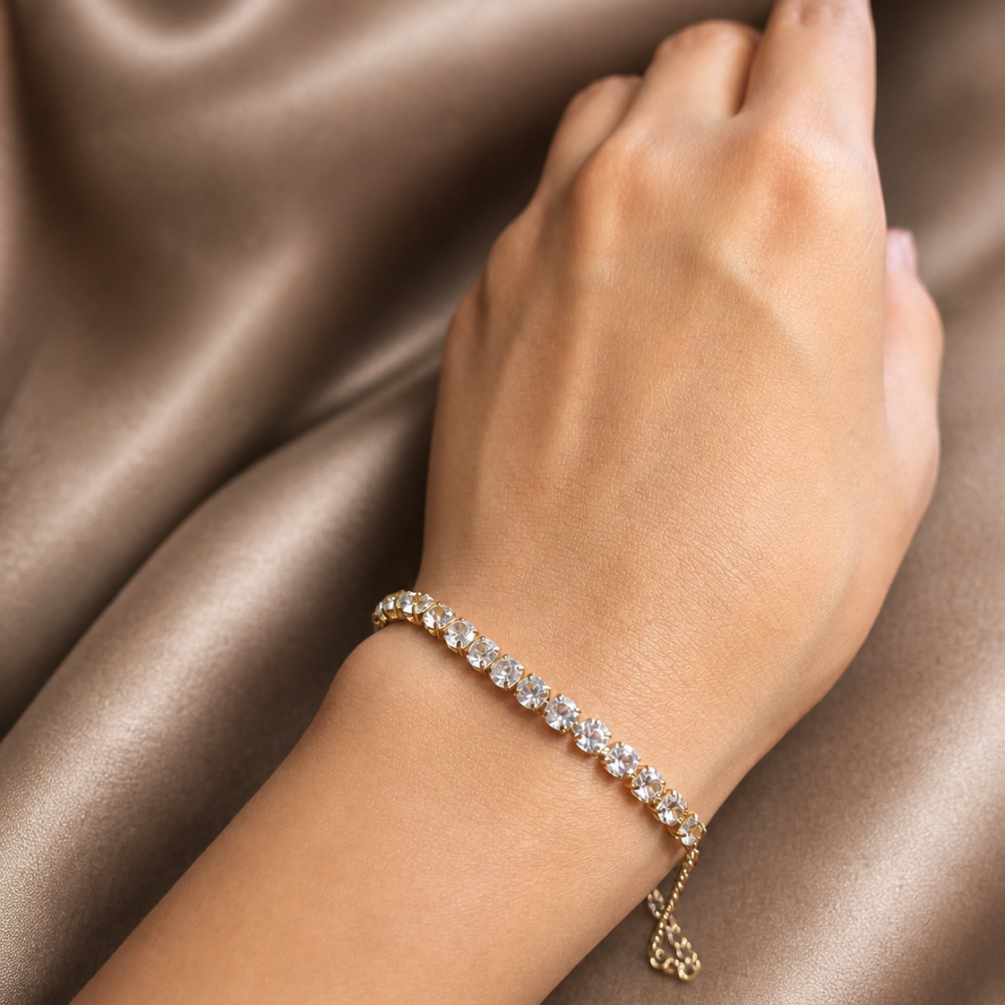 Gold Crystal Stone Bracelet - Set of 6
