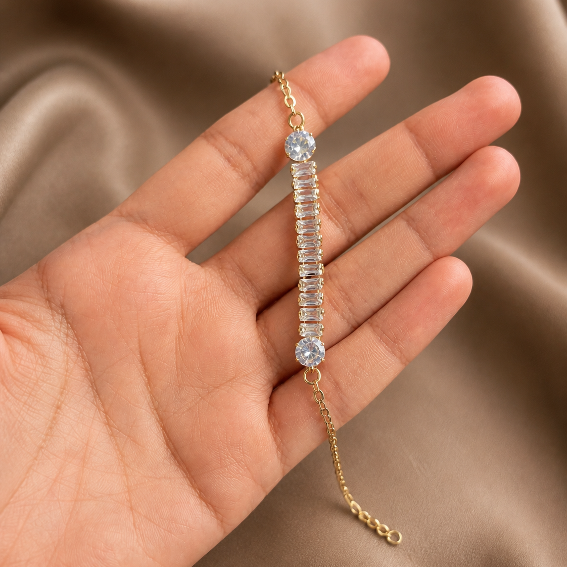 Gold Crystal Stone Bracelet - Set of 6