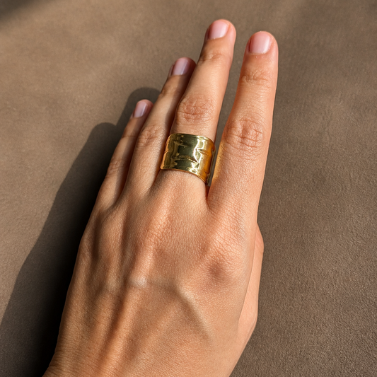 Gold Wide Band Dome Ring