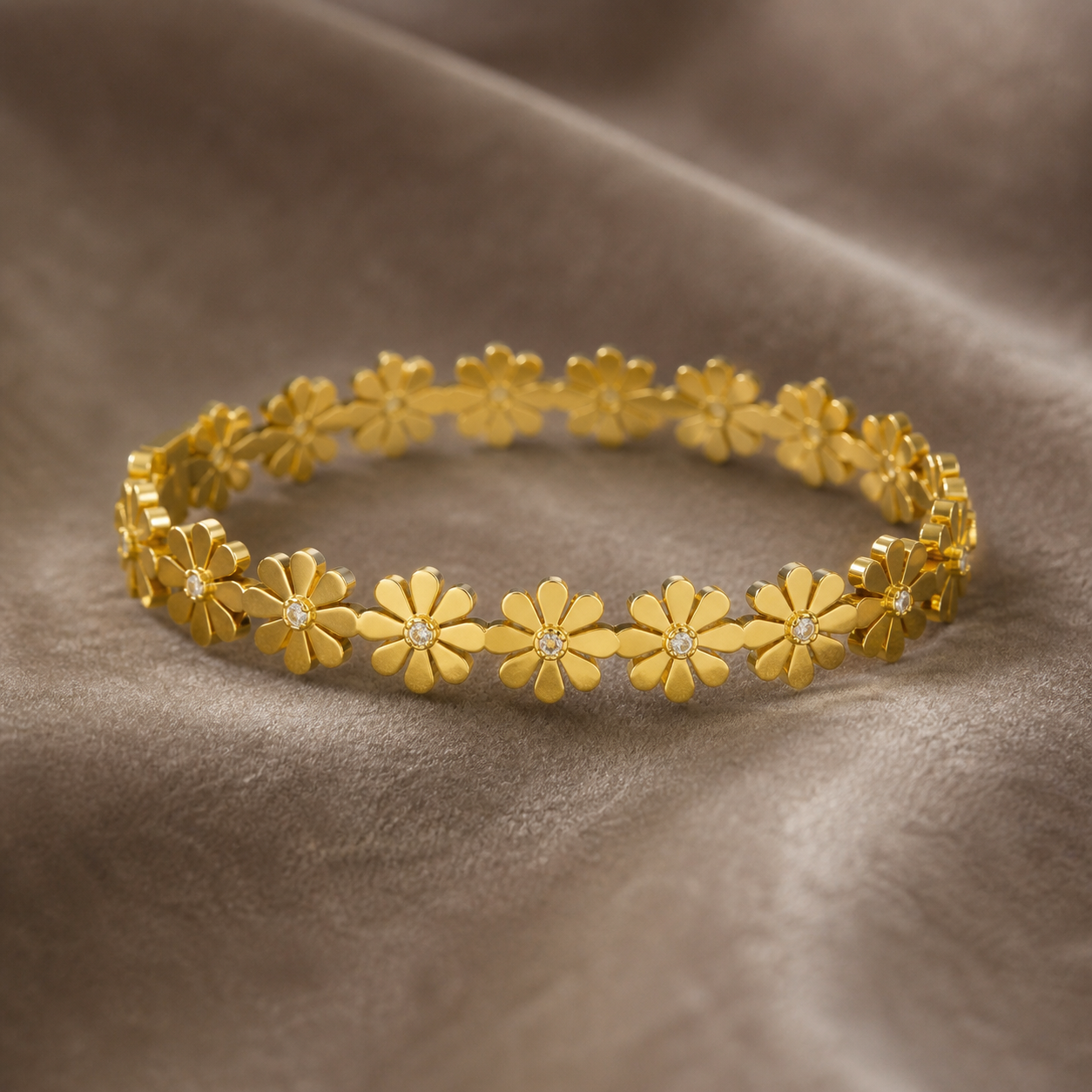The Flower Child 🌼 — Set of 3 Floral Gold Bangles