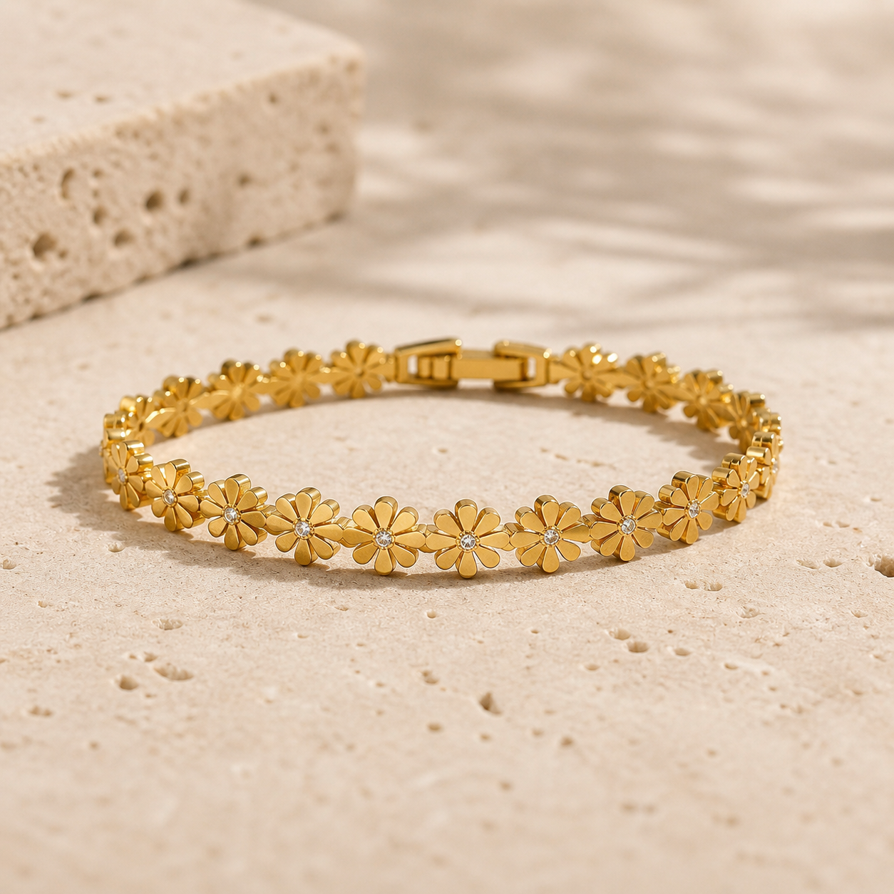 Gold Daisy Chain Bangle Bracelet