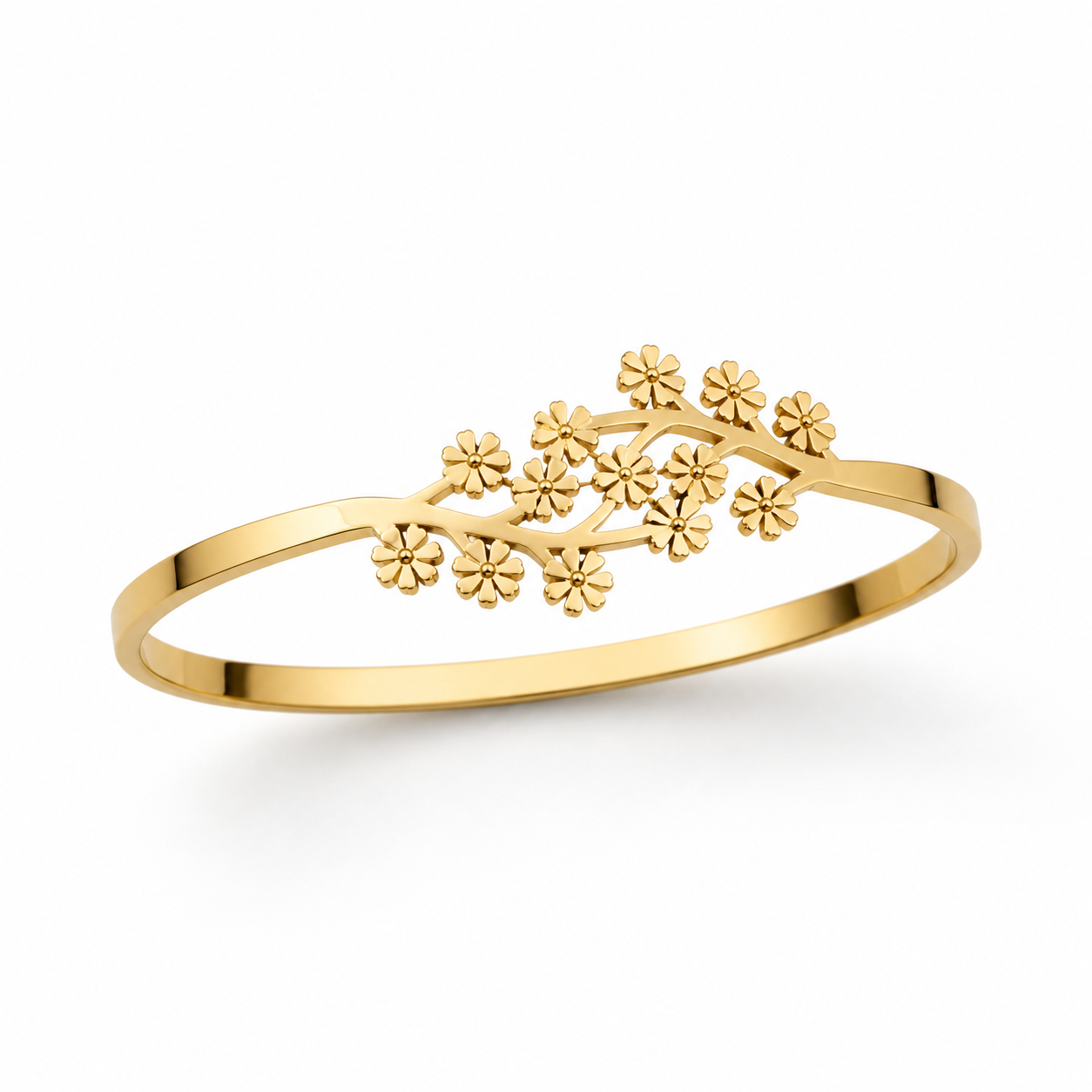 Gold Cherry Blossom Bangle Bracelet