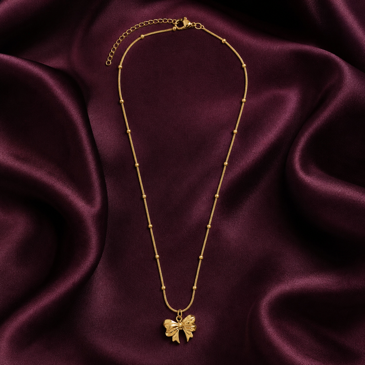 Gold Bow Pendant Necklace