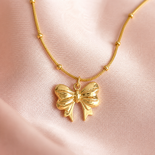 Gold Bow Pendant Necklace