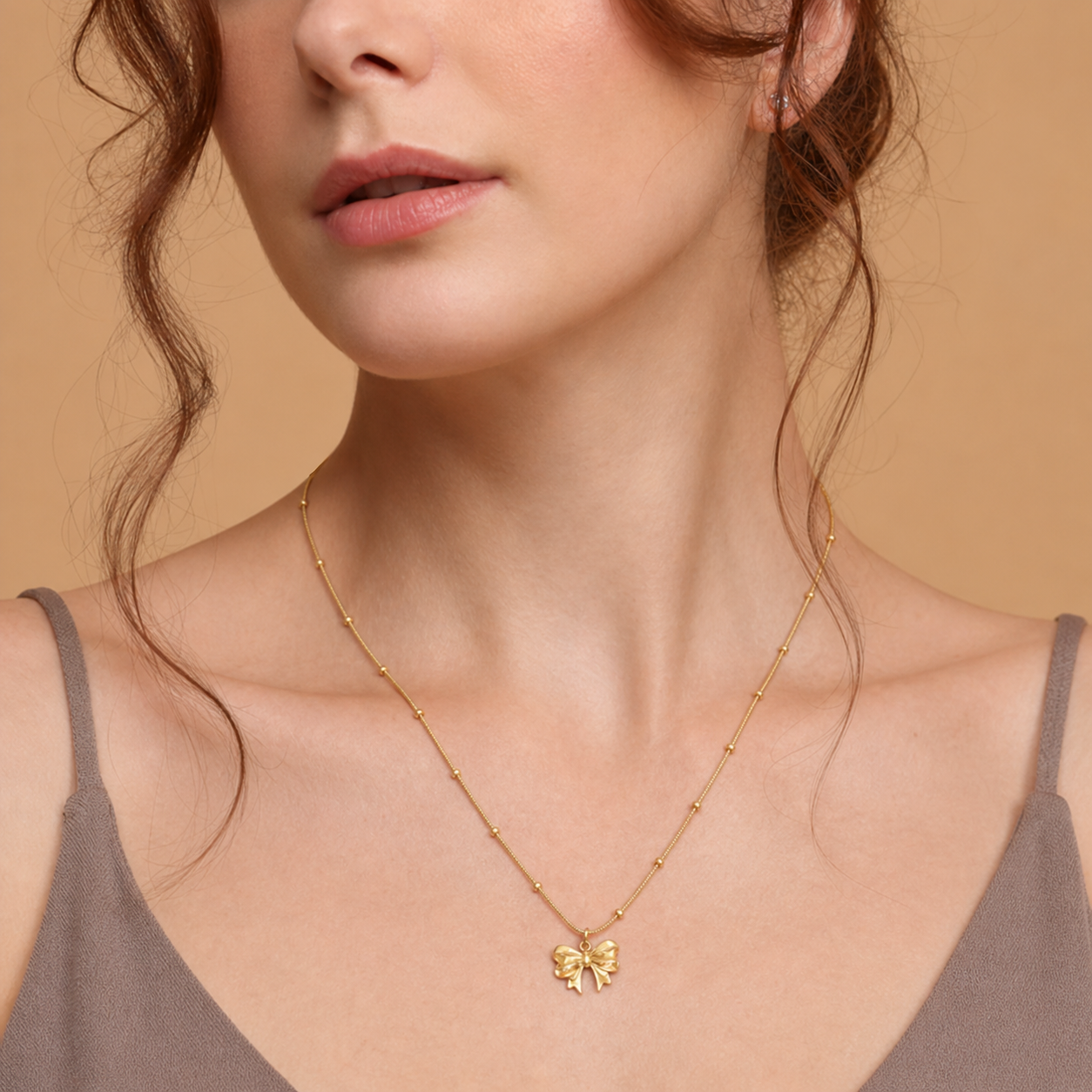 Gold Bow Pendant Necklace