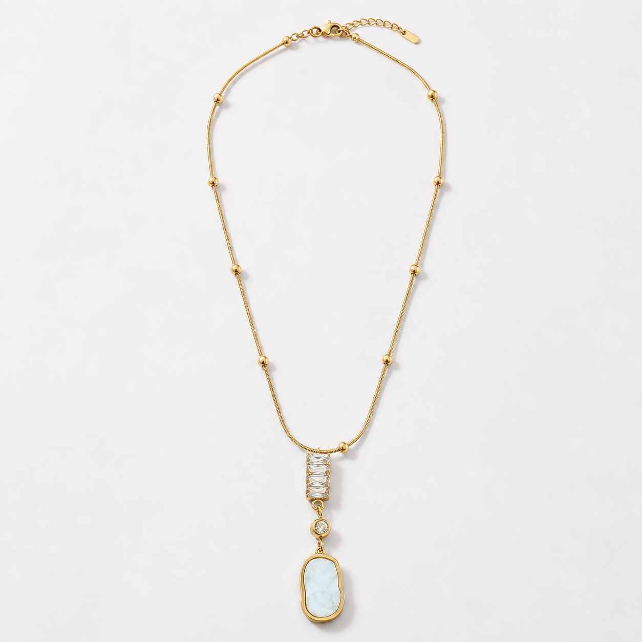 Pearl & Crystal Layered Pendant Necklace