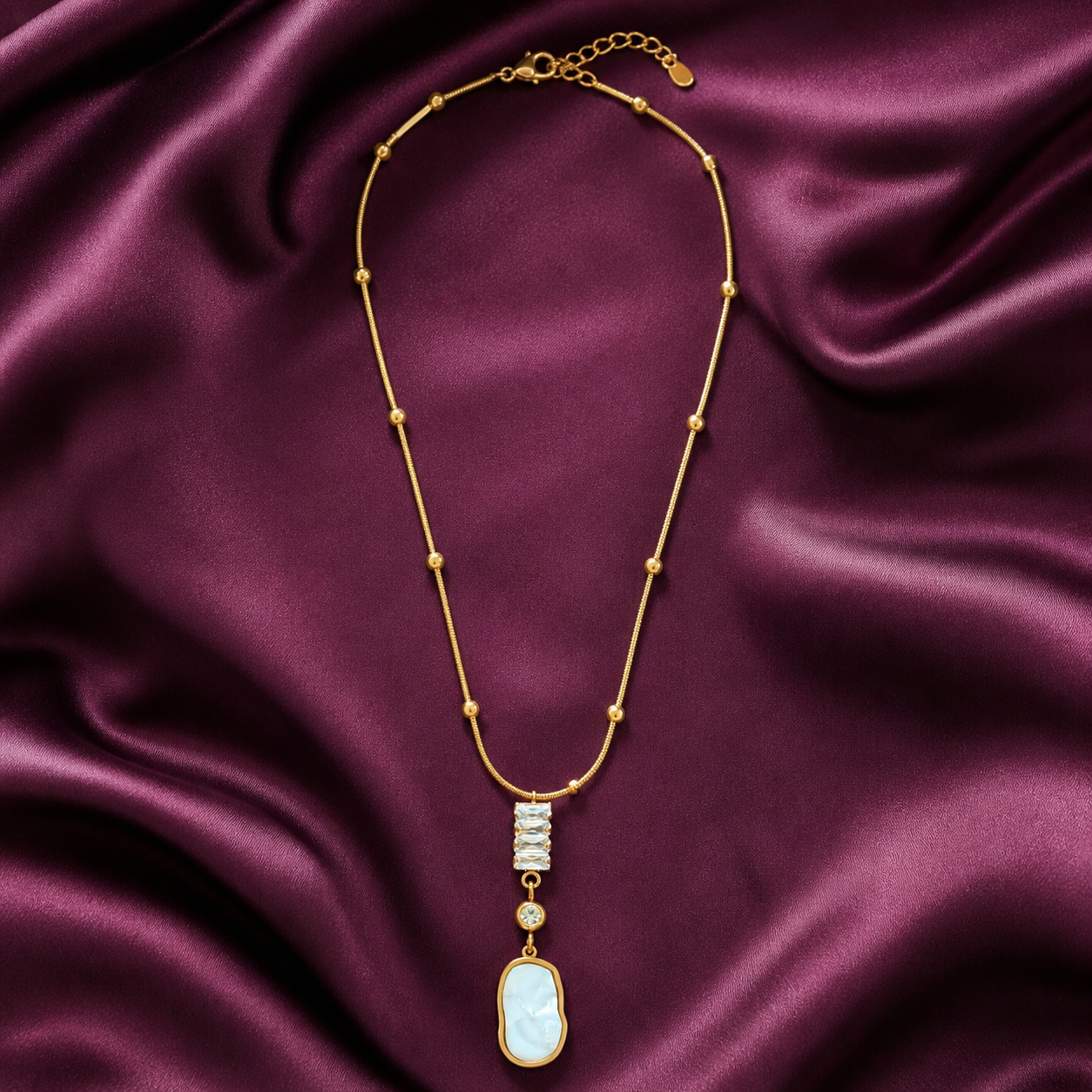 Pearl & Crystal Layered Pendant Necklace