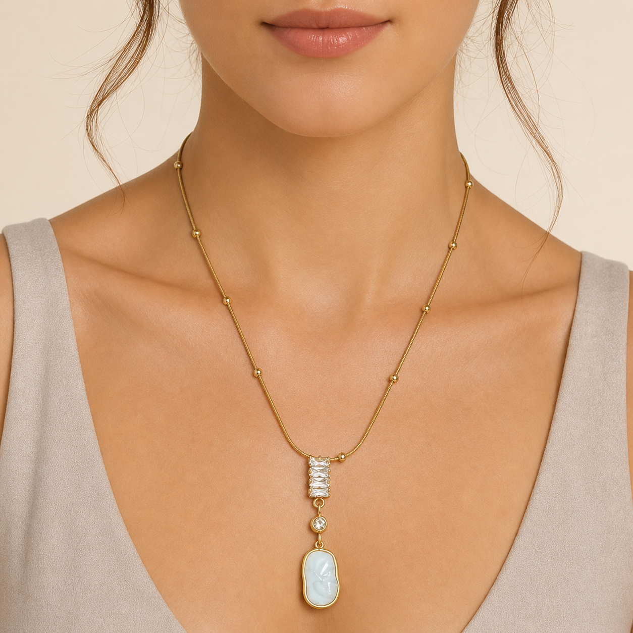 Pearl & Crystal Layered Pendant Necklace