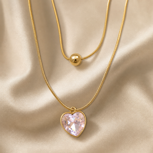 Crystal Heart Layered Necklace