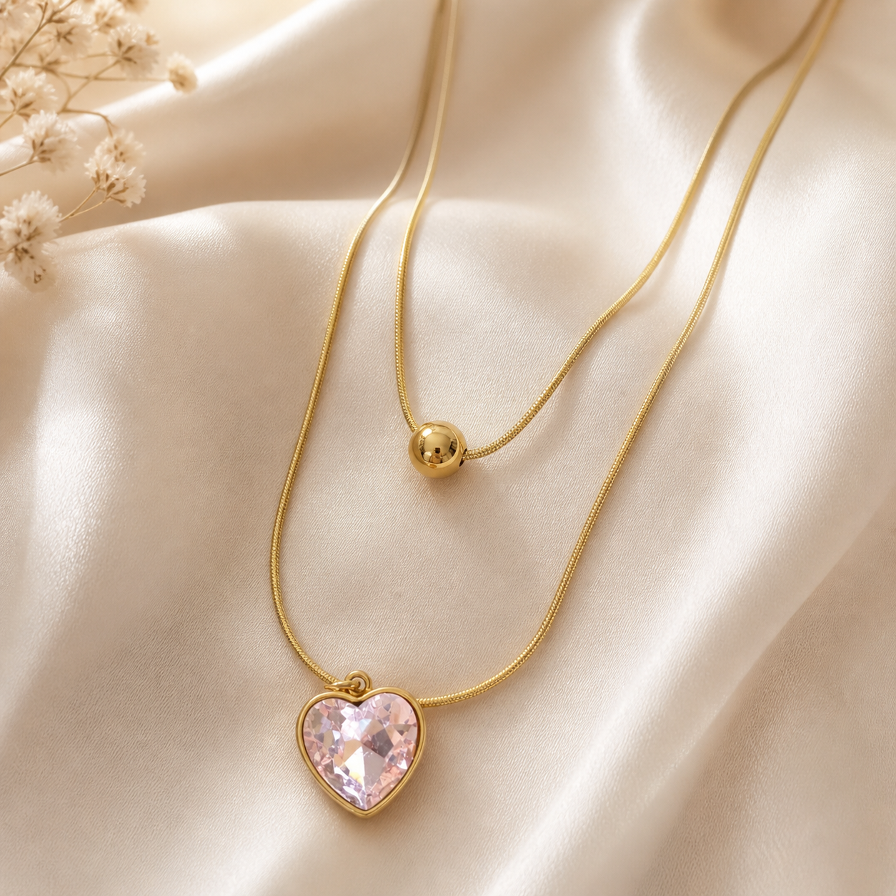 Crystal Heart Layered Necklace