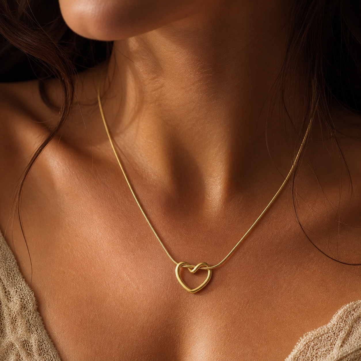 Open Heart Knot Necklace