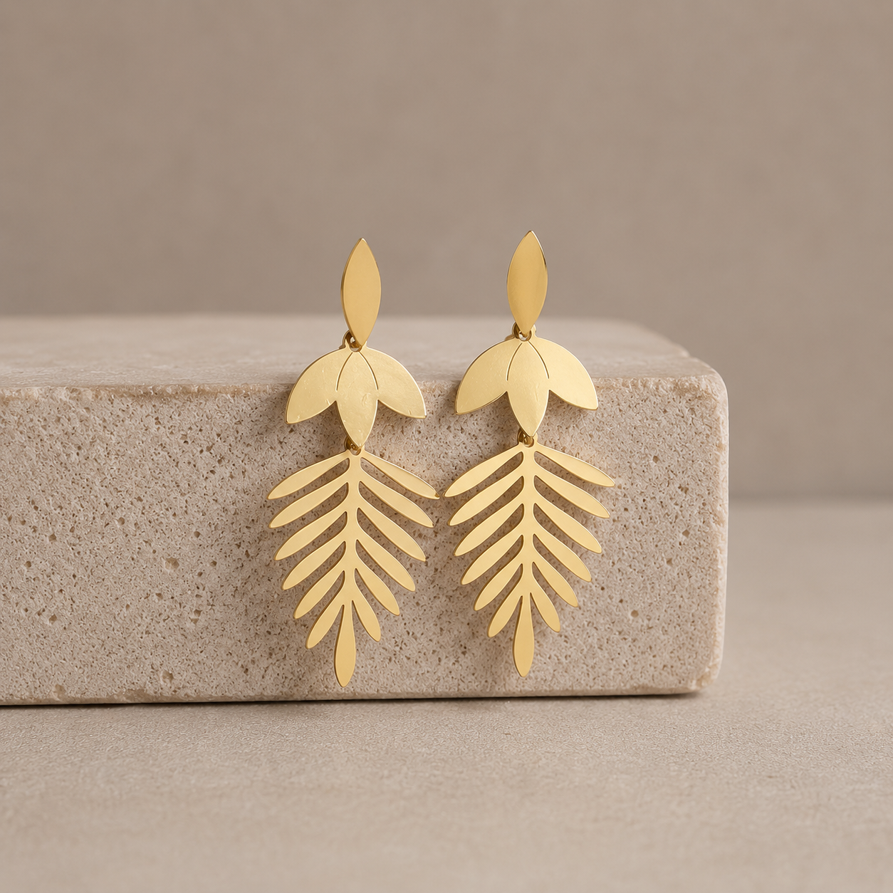 Gold Leaf Cascade Drop Earrings