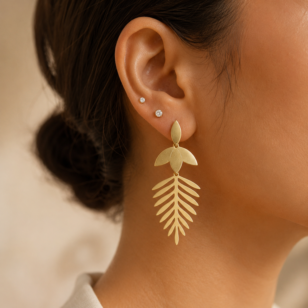 Gold Leaf Cascade Drop Earrings