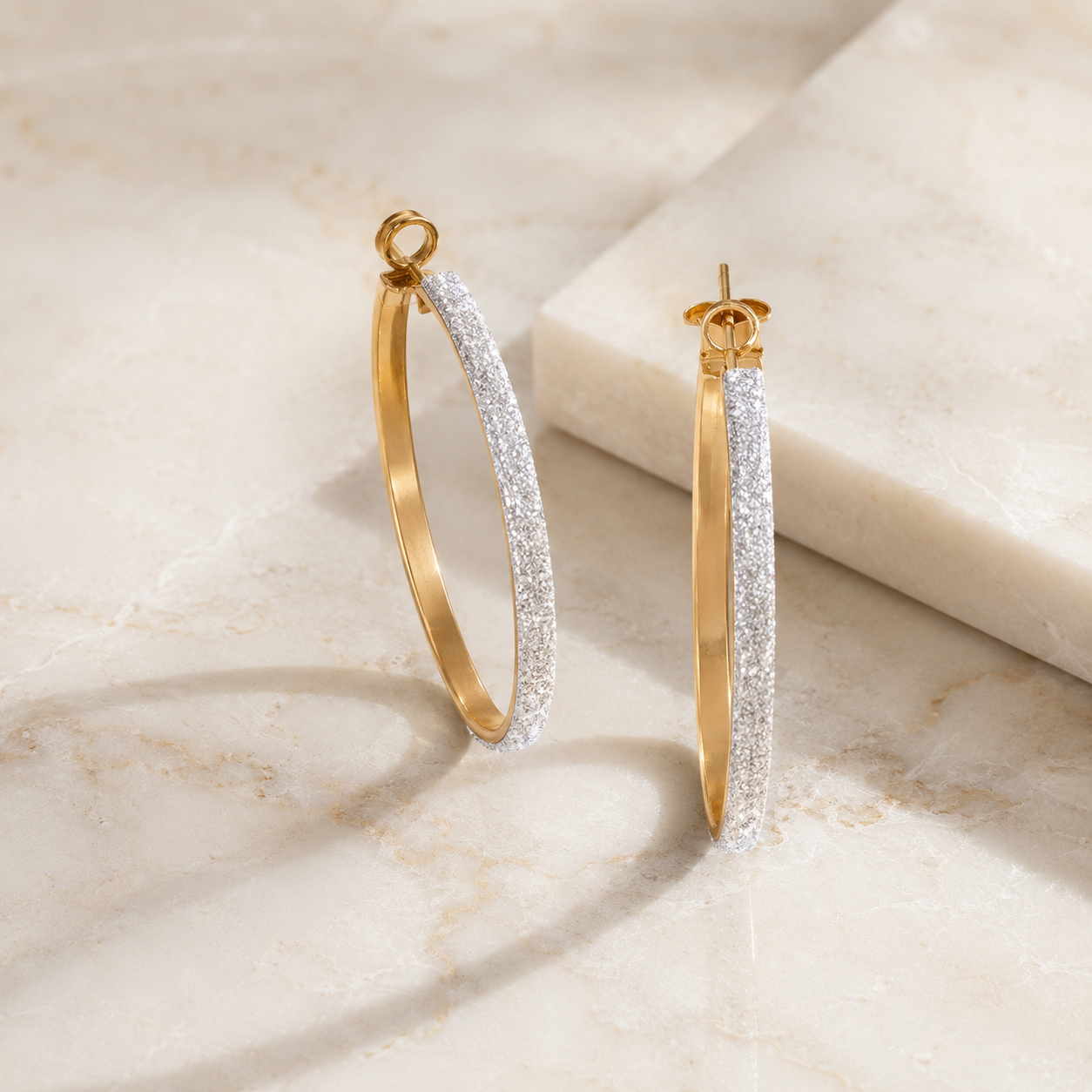 Gold Glitter Hoop Earrings