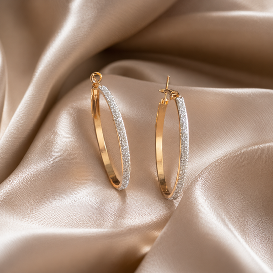 Gold Glitter Hoop Earrings