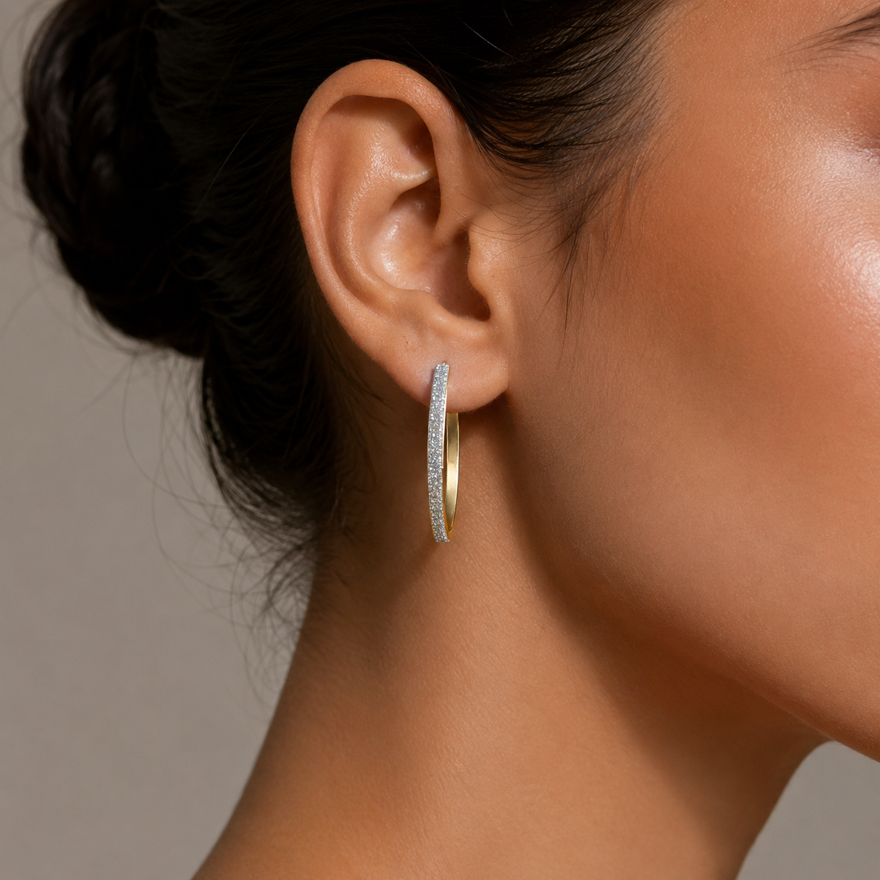 Gold Glitter Hoop Earrings