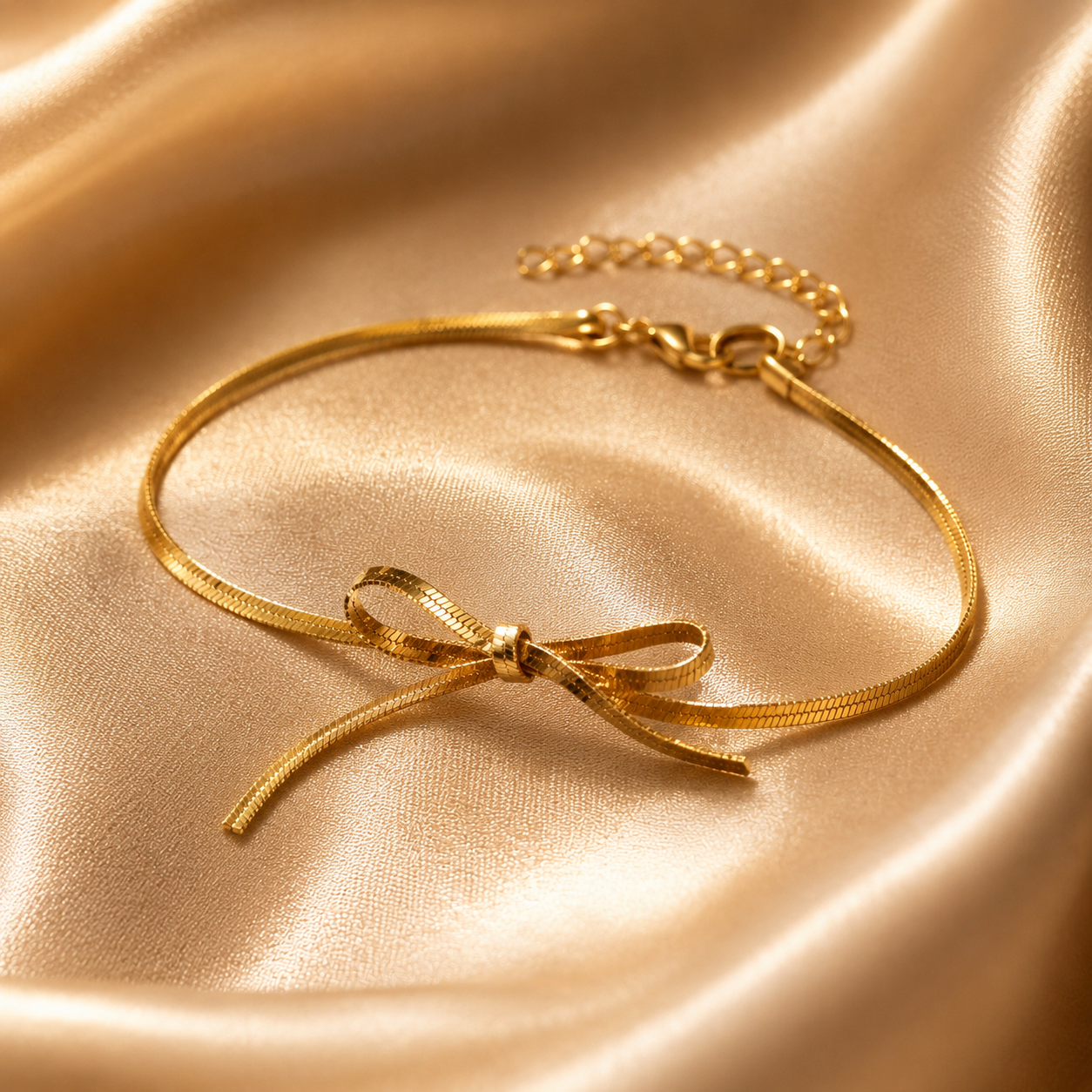 Gold Bow Snake Chain Bracelet