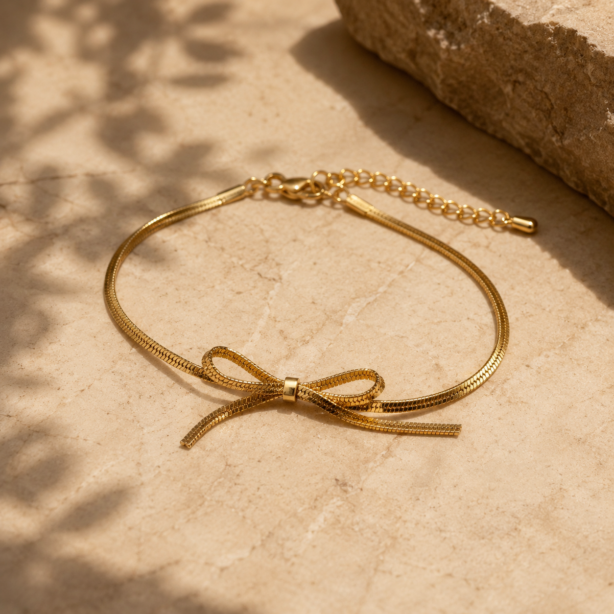 Gold Bow Snake Chain Bracelet
