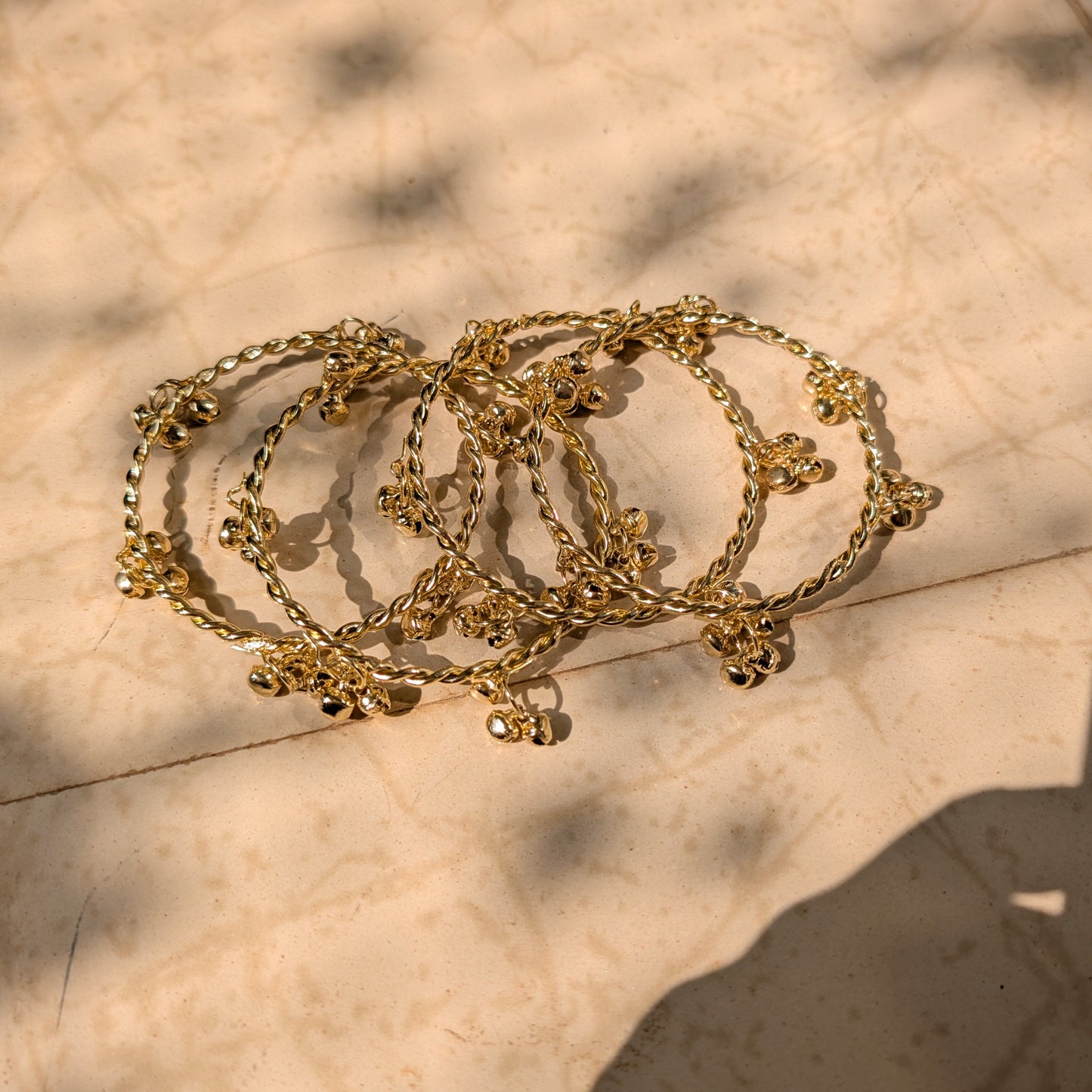 Gold Ghungroo Twisted Kashmiri Bangle Set of 4 – Size 2.8