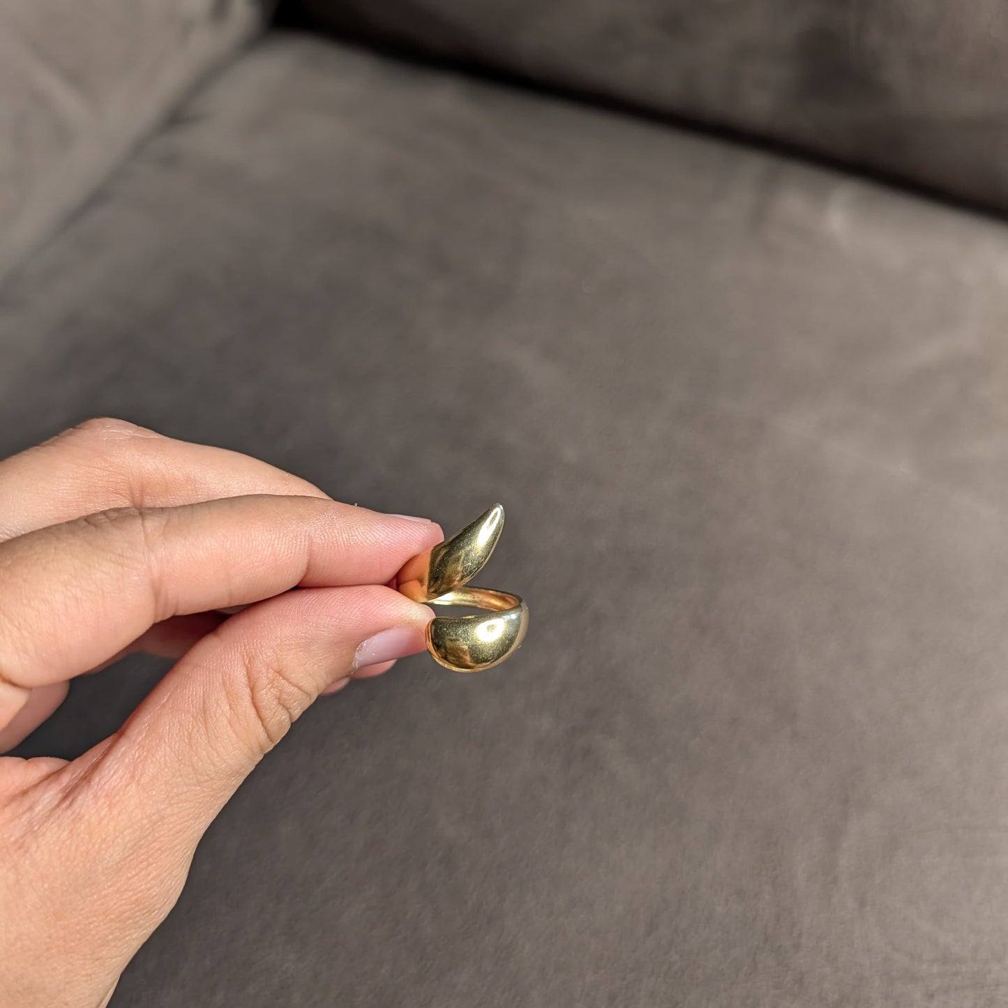 Gold Double Teardrop Bypass Ring