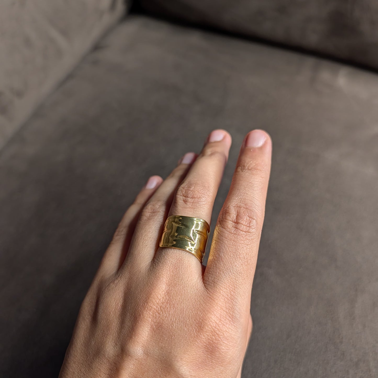 Gold Wide Band Dome Ring