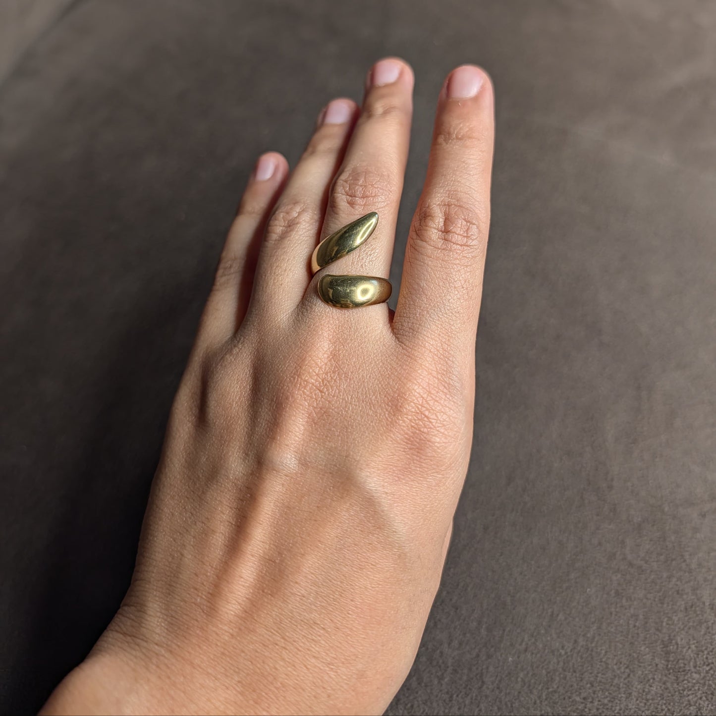 Gold Double Teardrop Bypass Ring