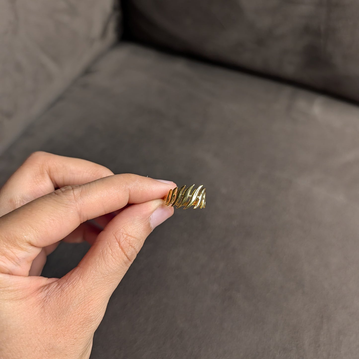 Gold Feather & Filigree Ring Set of 2