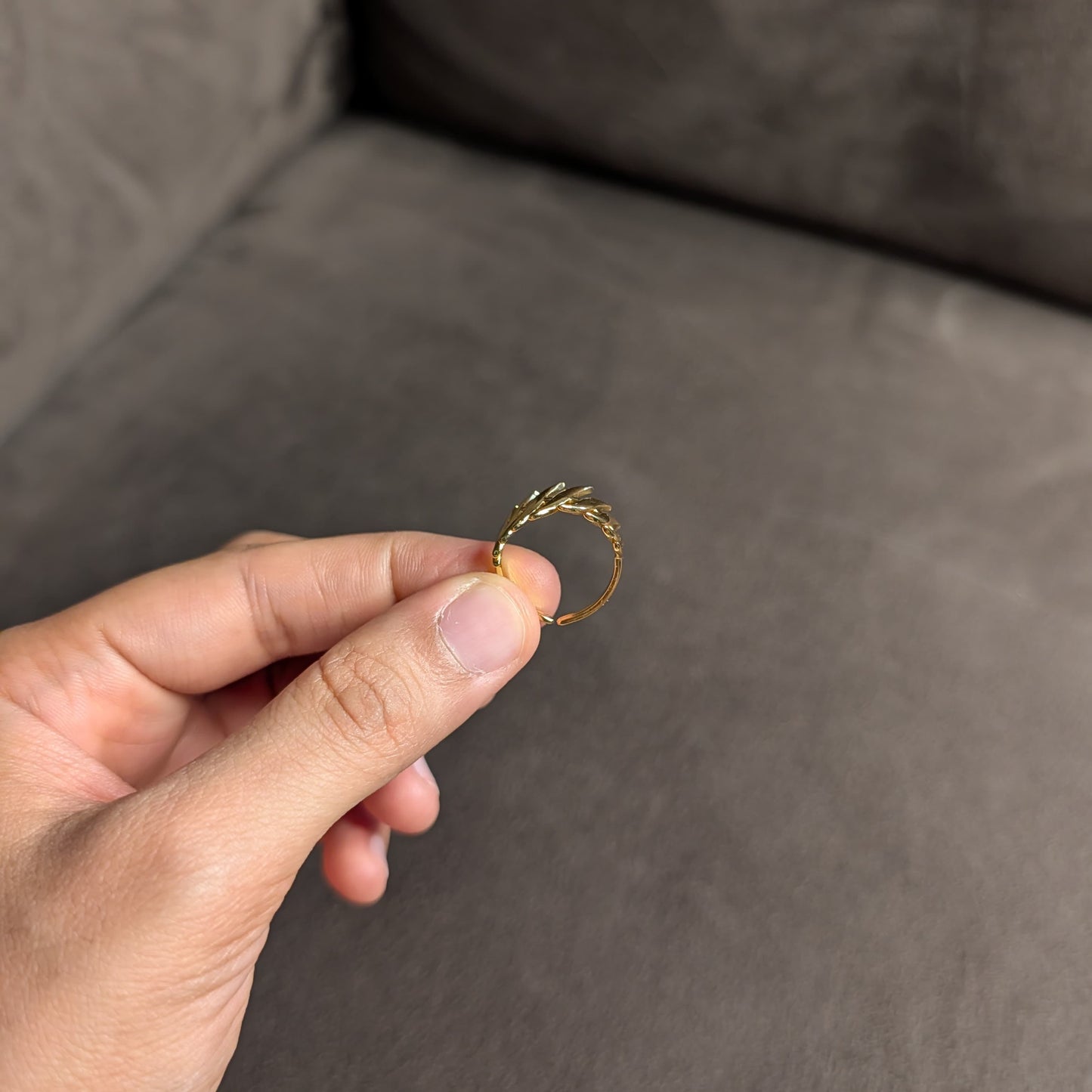 Gold Feather & Filigree Ring Set of 2