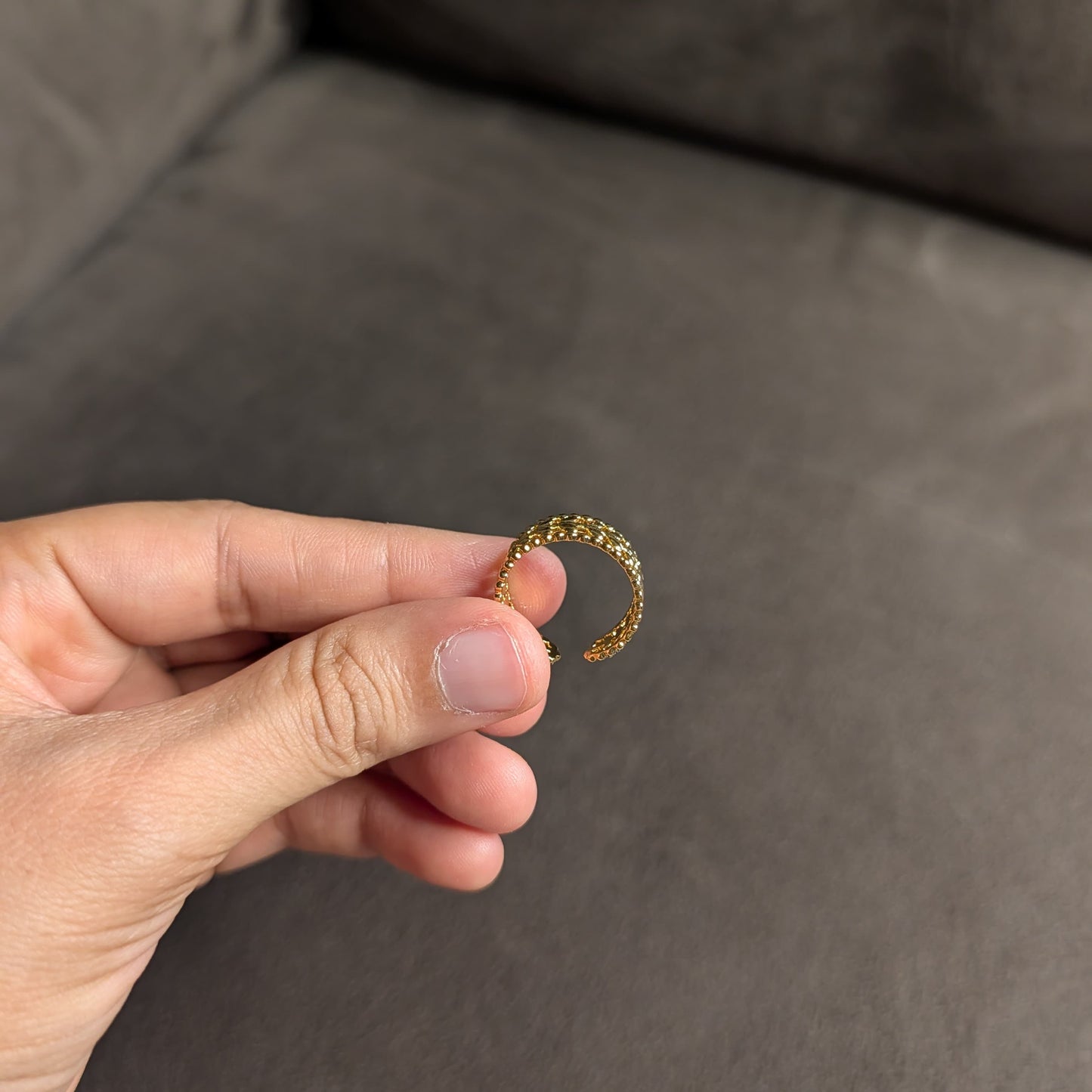 Gold Feather & Filigree Ring Set of 2