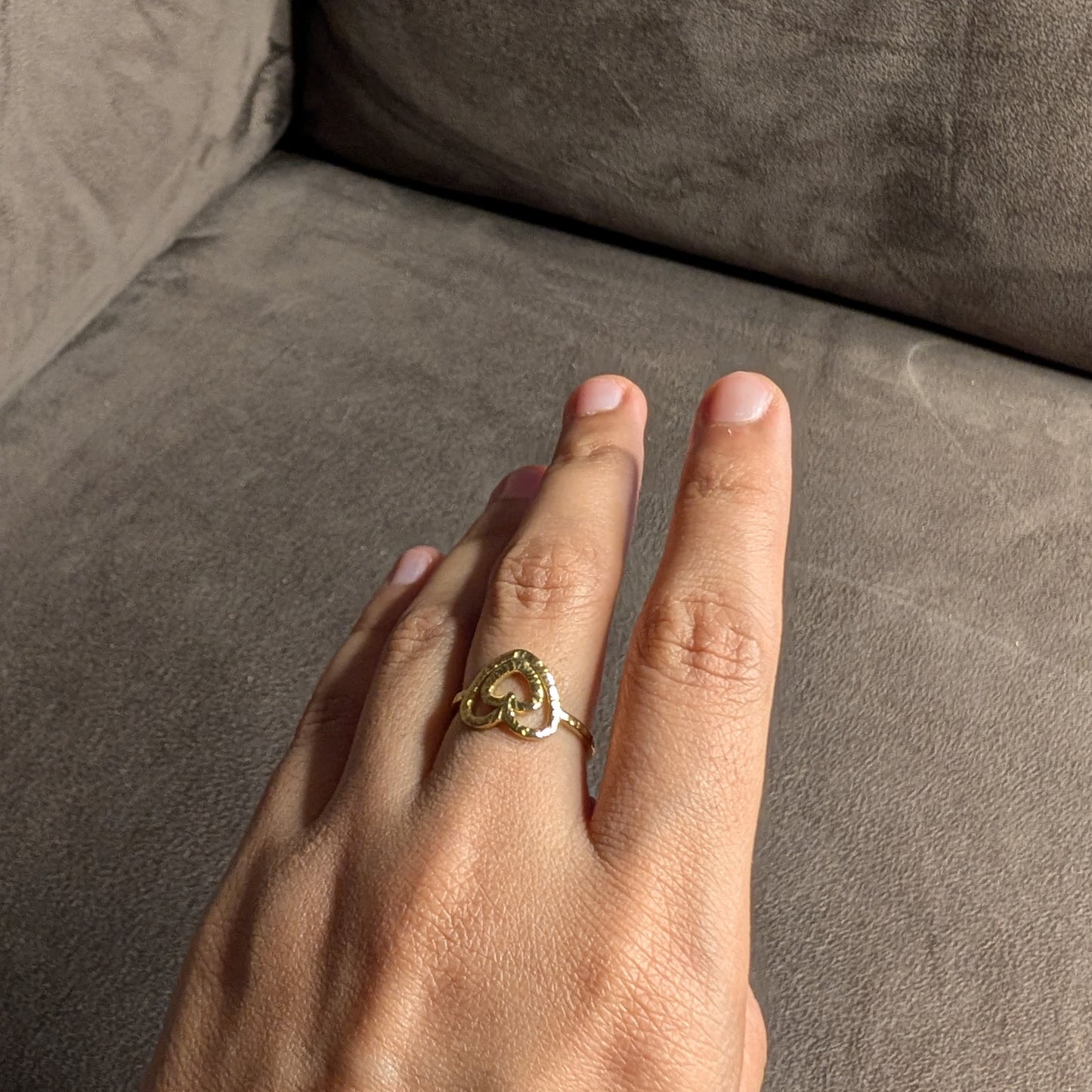 Gold Open Heart & Chain Link Ring Set of 2