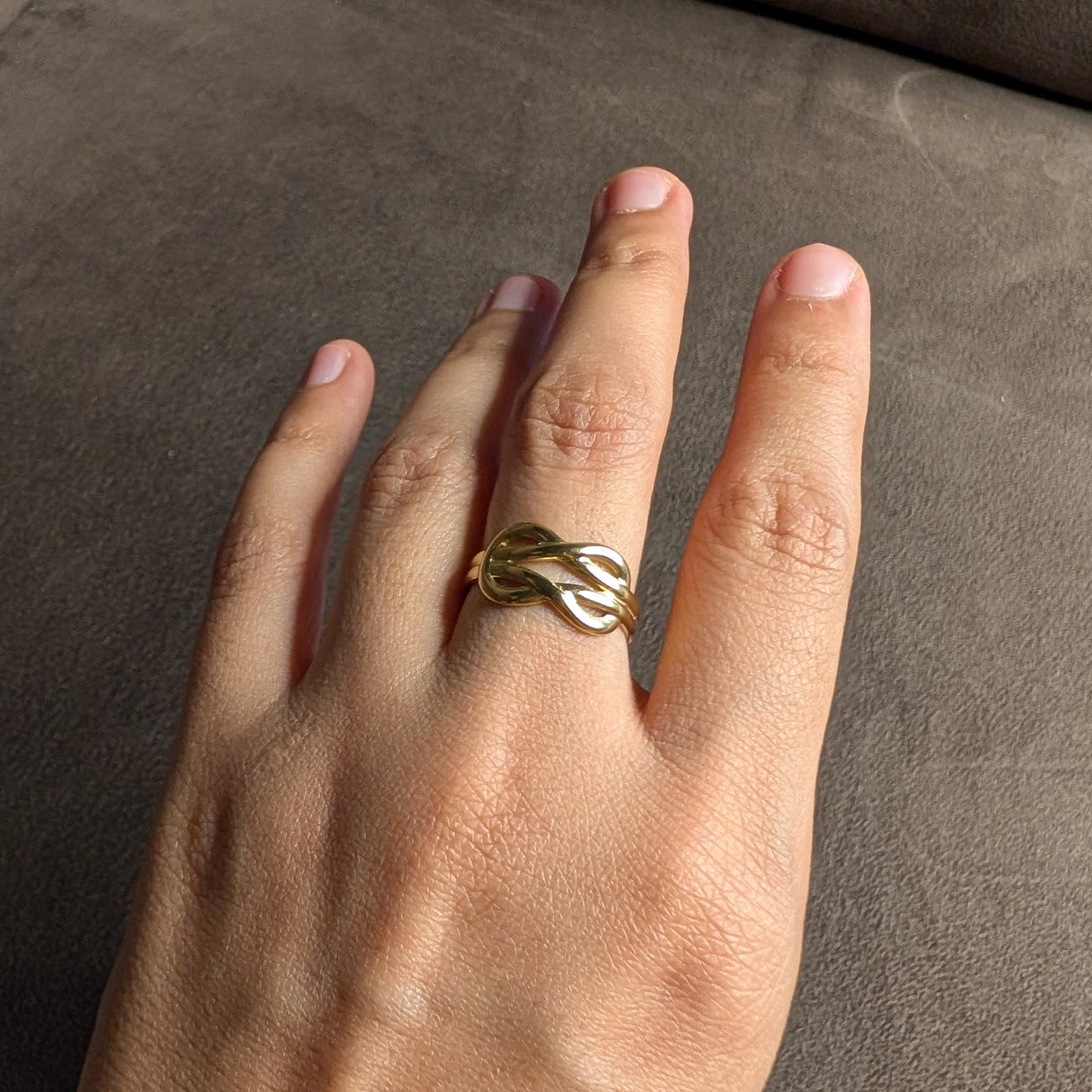 Gold Knot & Open Star Ring Set of 2