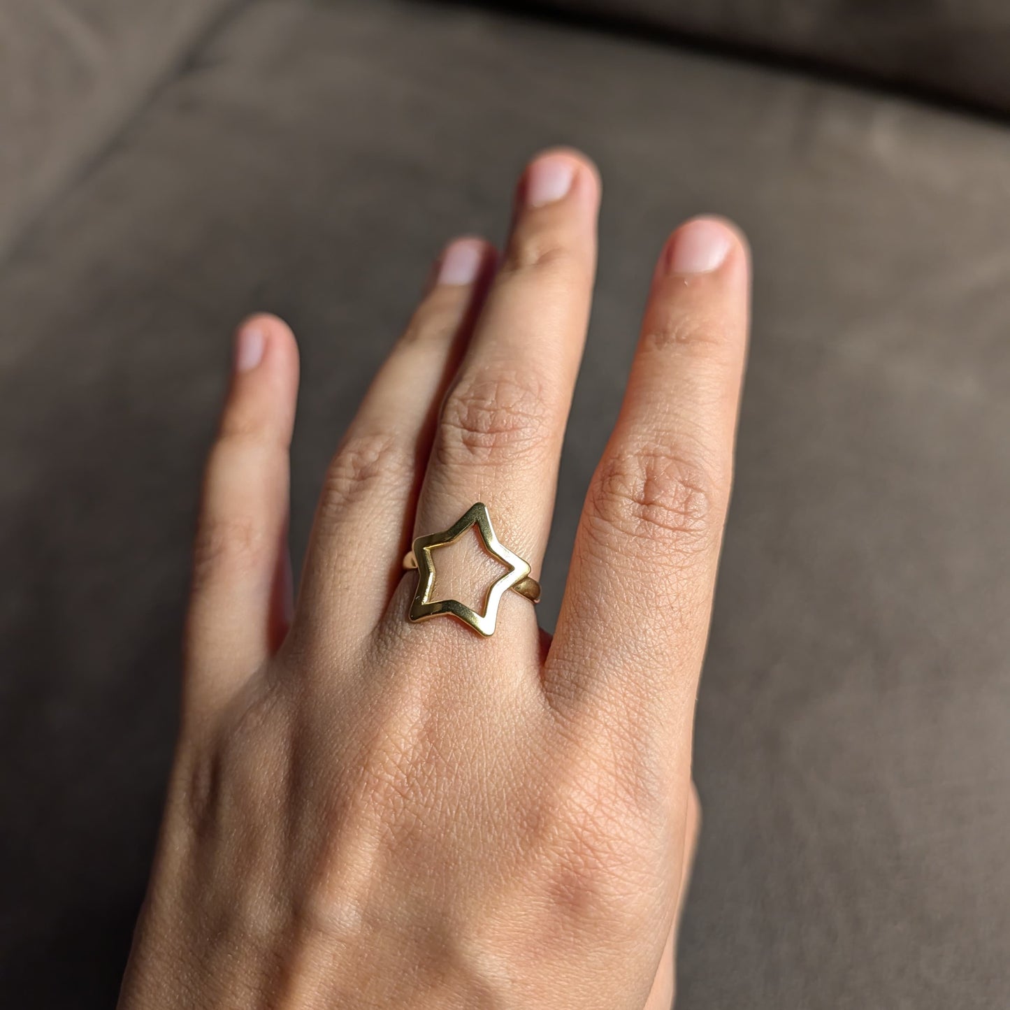 Gold Knot & Open Star Ring Set of 2