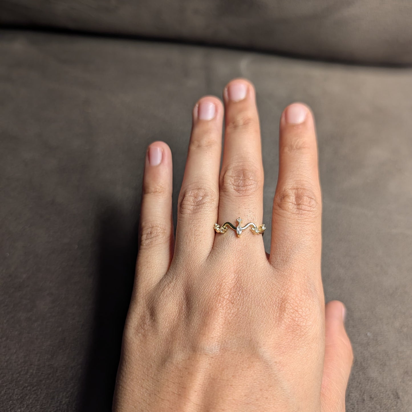Gold Zigzag Crystal Stacking Ring