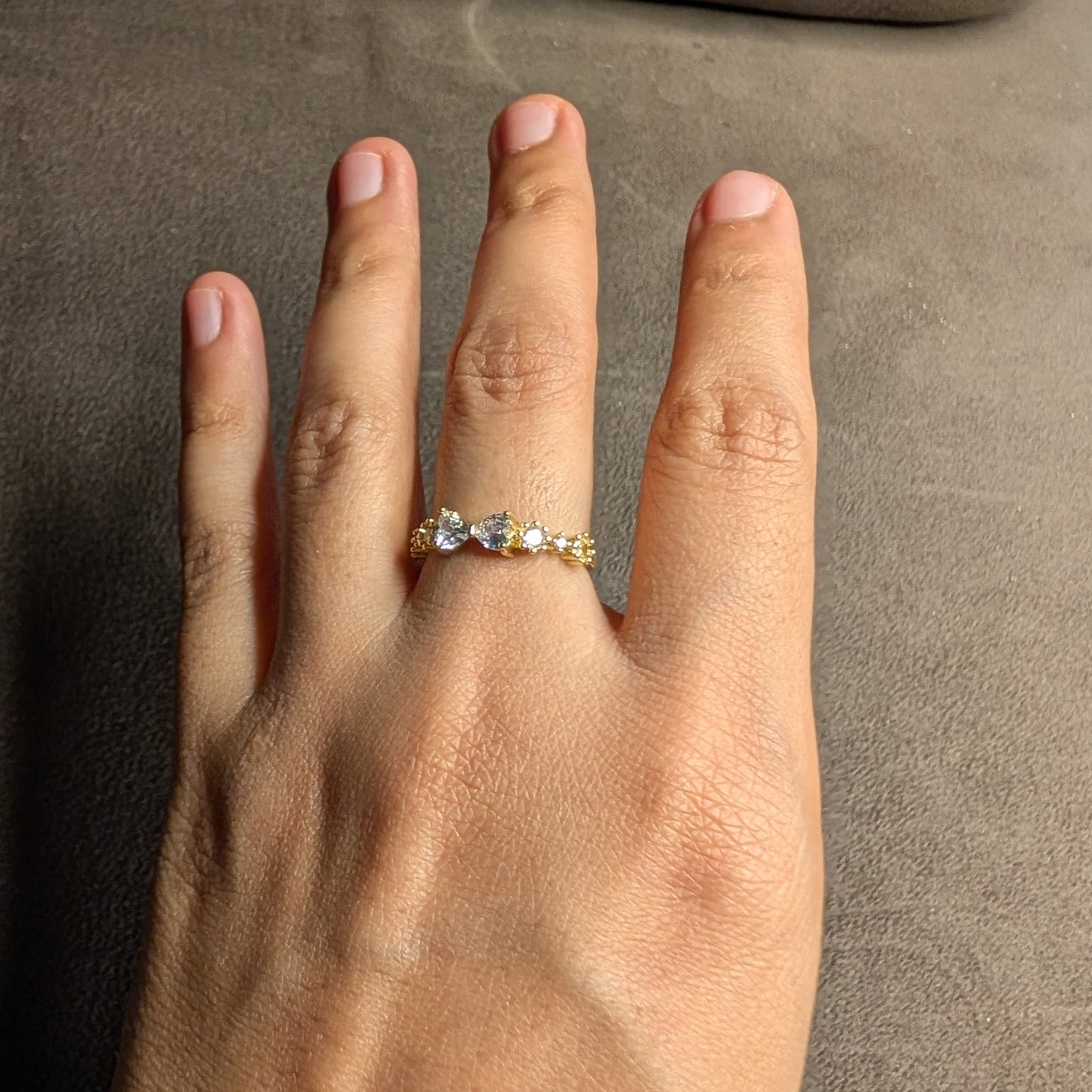 Gold Bow Crystal Eternity Band Ring