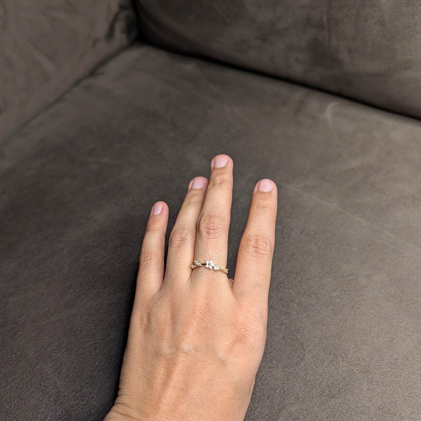 Gold Crystal Cluster Open Band Ring