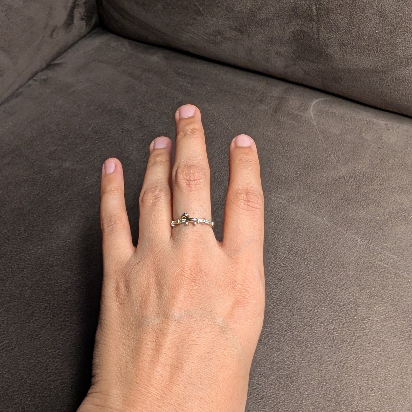 Gold Galloping Horse Crystal Band Ring