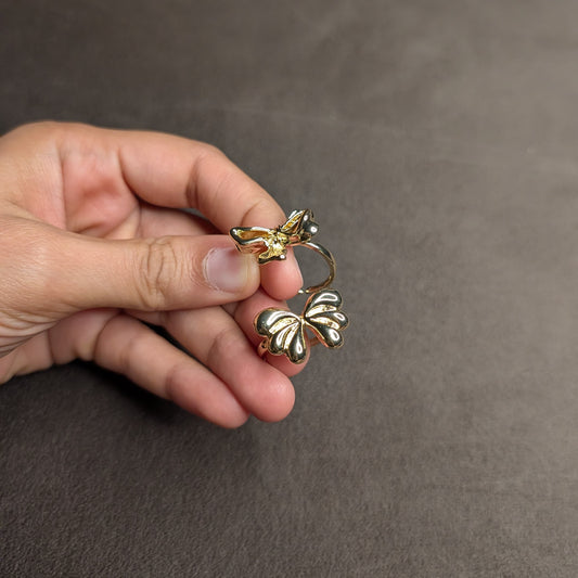 Gold Bow Ring Combo — Set of 2