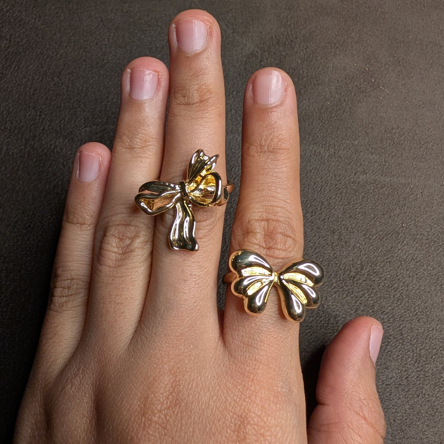 Gold Bow Ring Combo — Set of 2